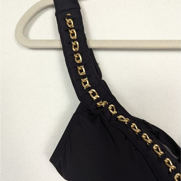 NWT Kenneth Cole Black Gold Chain Bikini Top Size M - Picture 5 of 7